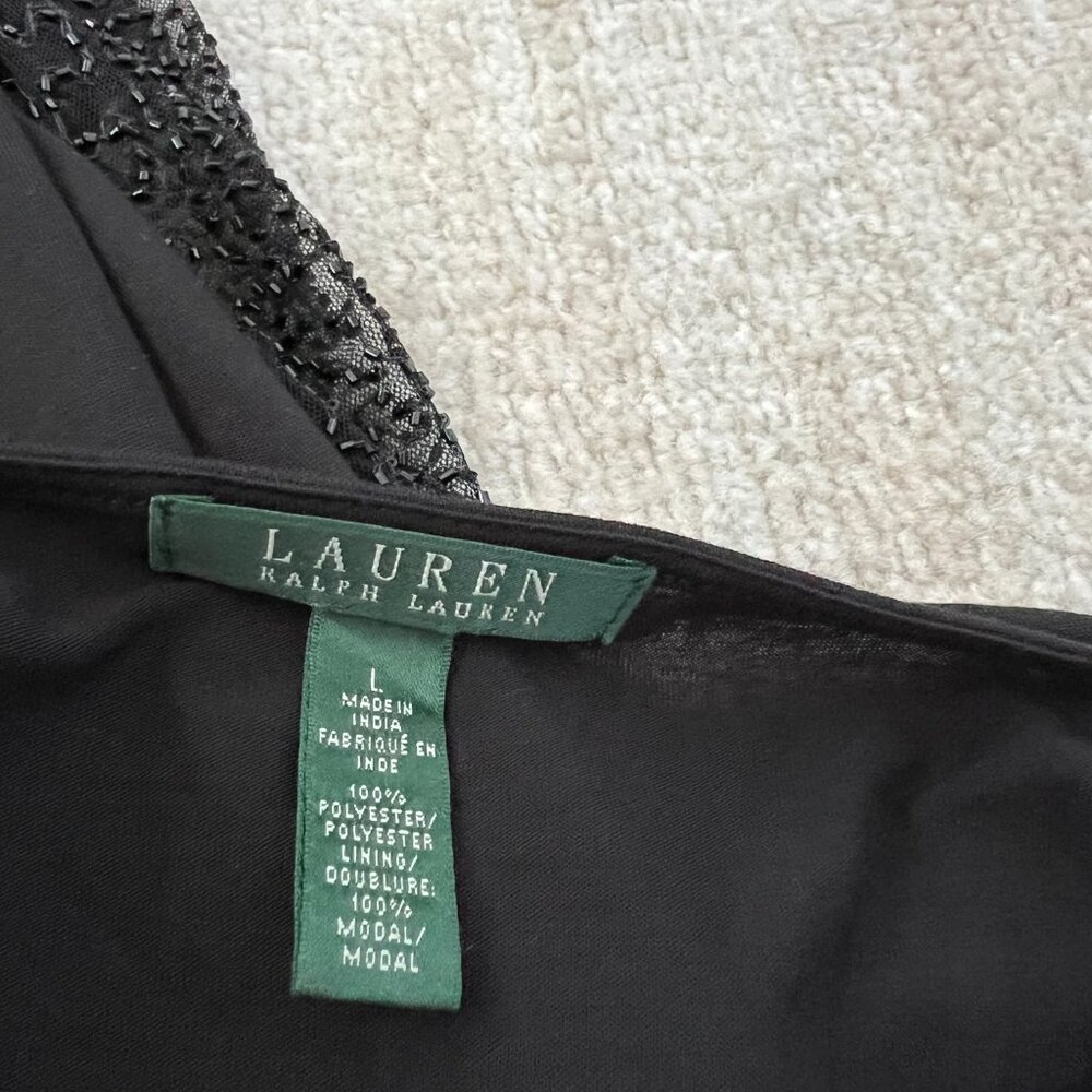 Lauren Ralph Lauren Black Beaded Sleeveless Blouse Top L - Picture 2 of 8